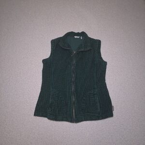 Woolrich Wide Corduroy Vest Women's Sz S Green Cotton Utility Outdoors Gorpcore